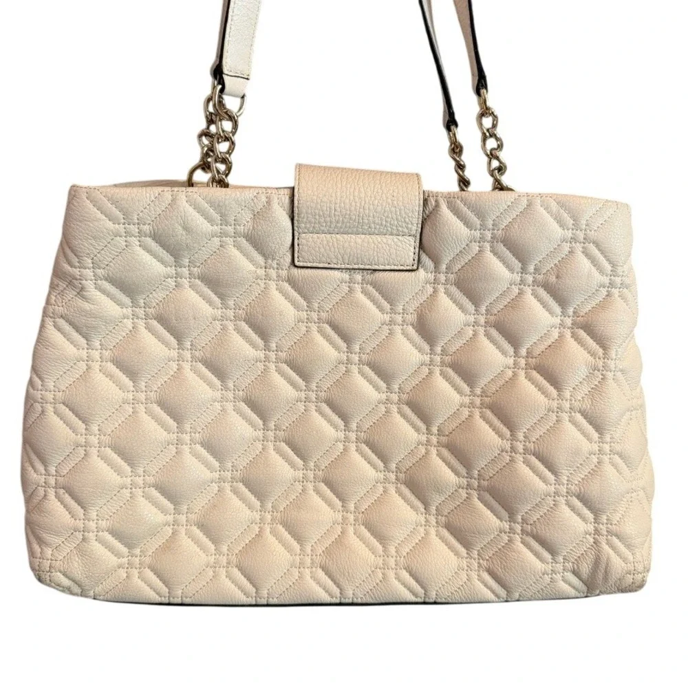 Kate Spade Off White Quilted leather Bag Astor Court Elena Shoulder Bag Large